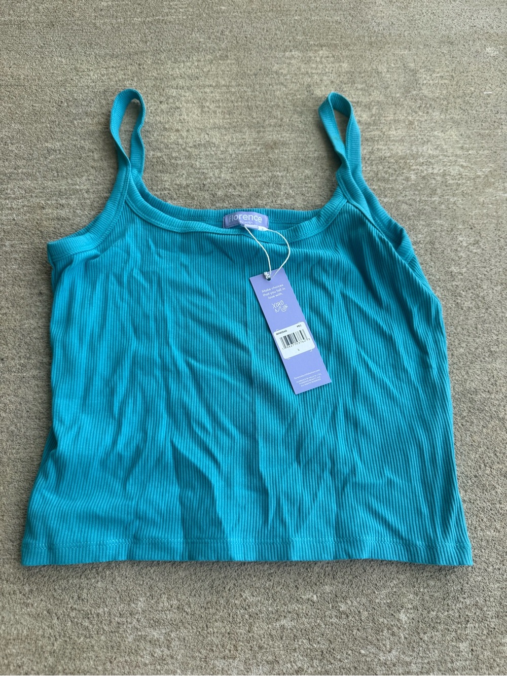 Florence Teal Ribbed Tank Top - Women's Sleeveless Cami